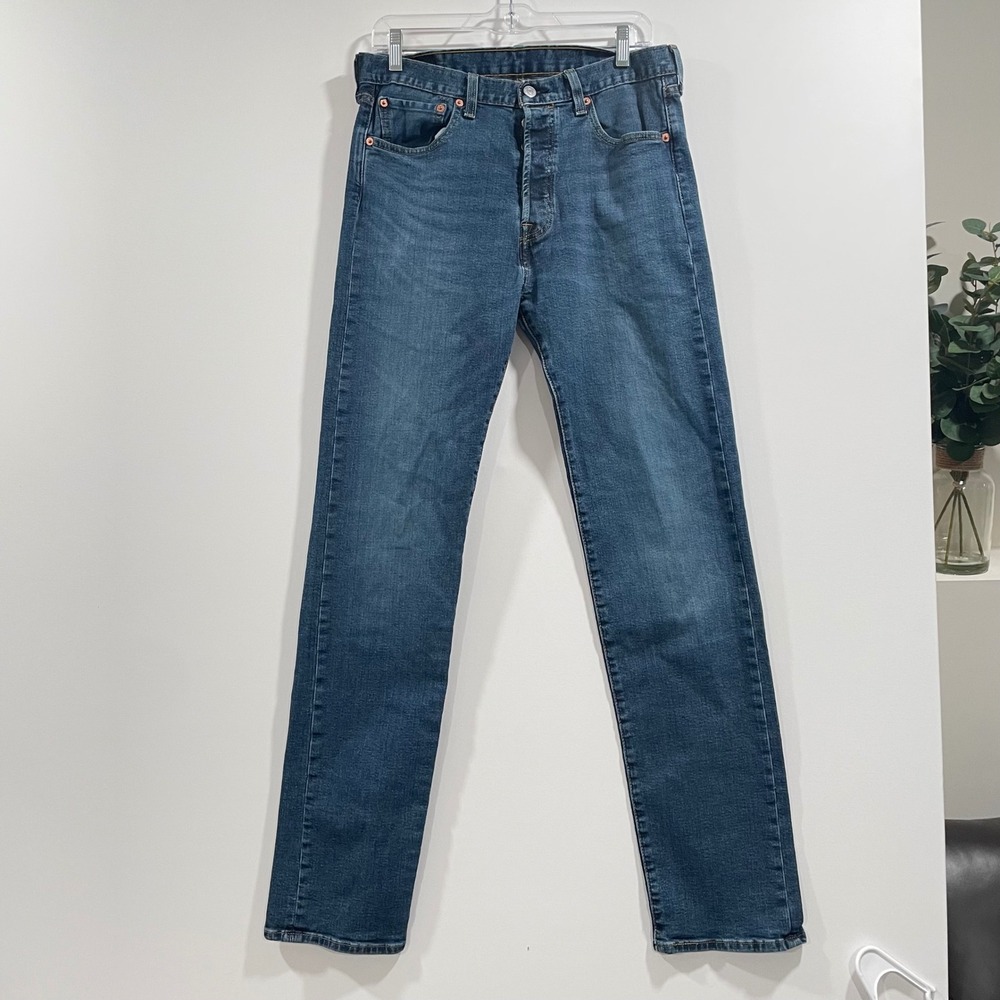 Levis 501 Original‎ Fit Mens Blue Straight Leg Button Fly Jeans W32 L36 (33.5)